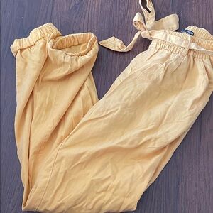 Women's Mustard Yellow Tie-Waist Joggers